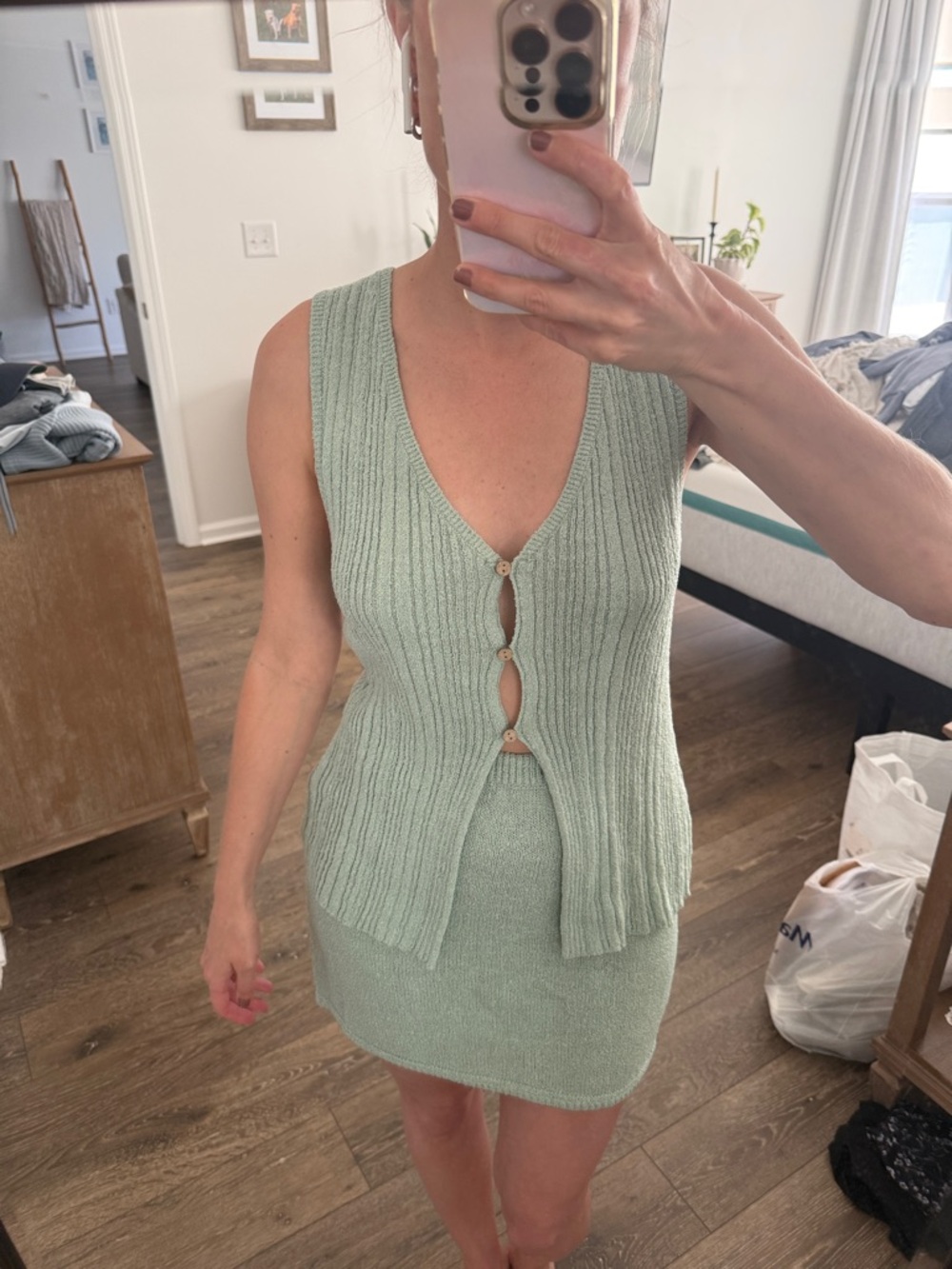 Free people mint sage Knit Two-Piece Set